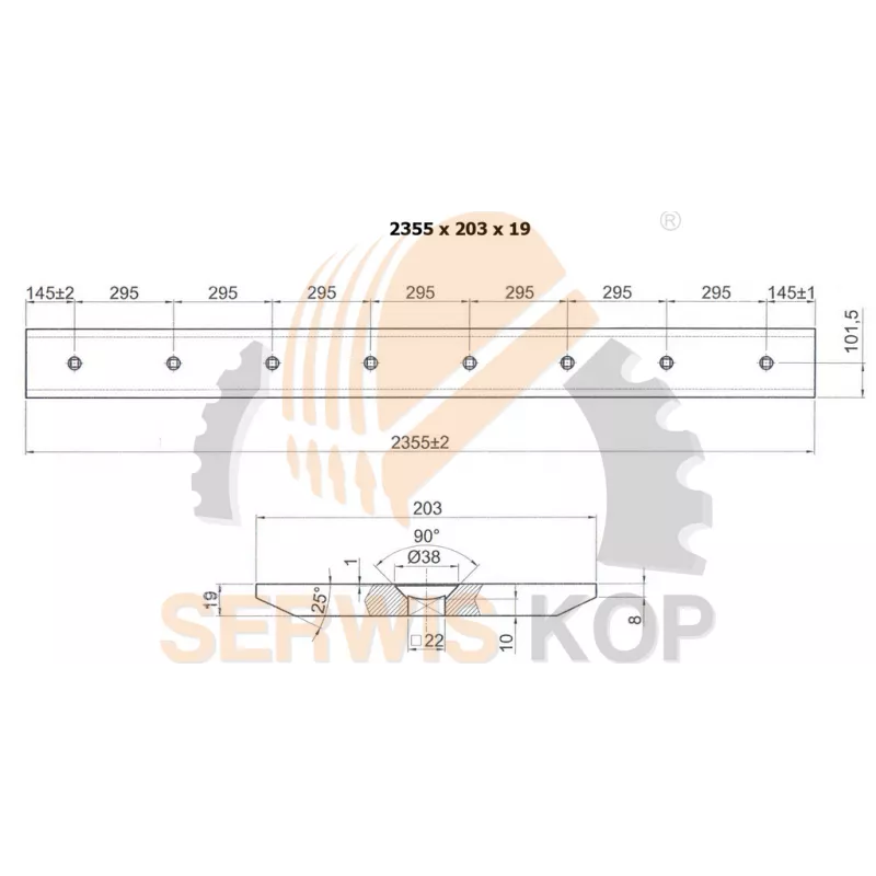 Лезвие подходит для телескопических погрузчиков JCB - 2355x200x20
