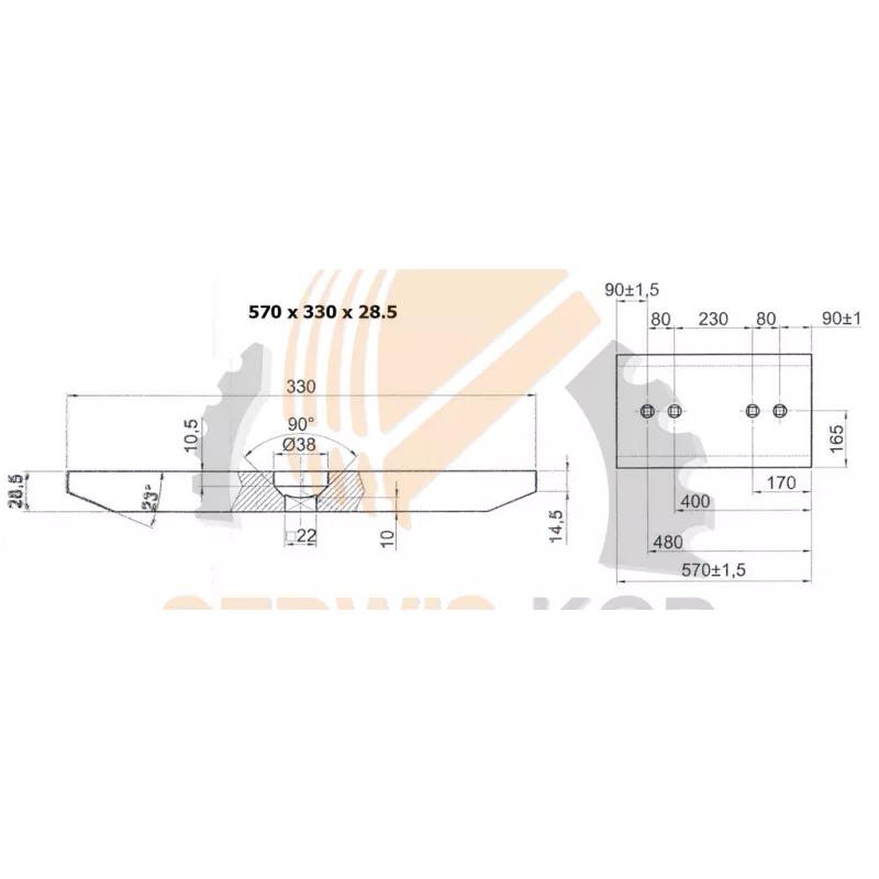 Лезвие подходит для Komatsu WA320-570x330x28. 5