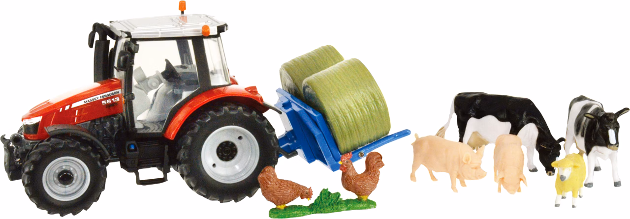 MF 5612 Playset-тракторы и животные 1:32