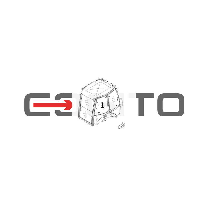 ВЕРХНЕЕ БОКОВОЕ СТЕКЛО ПРАВАЯ ШЕЛКОГРАФИЯ ЭКСКАВАТОР-ПОГРУЗЧИК CAT 428E