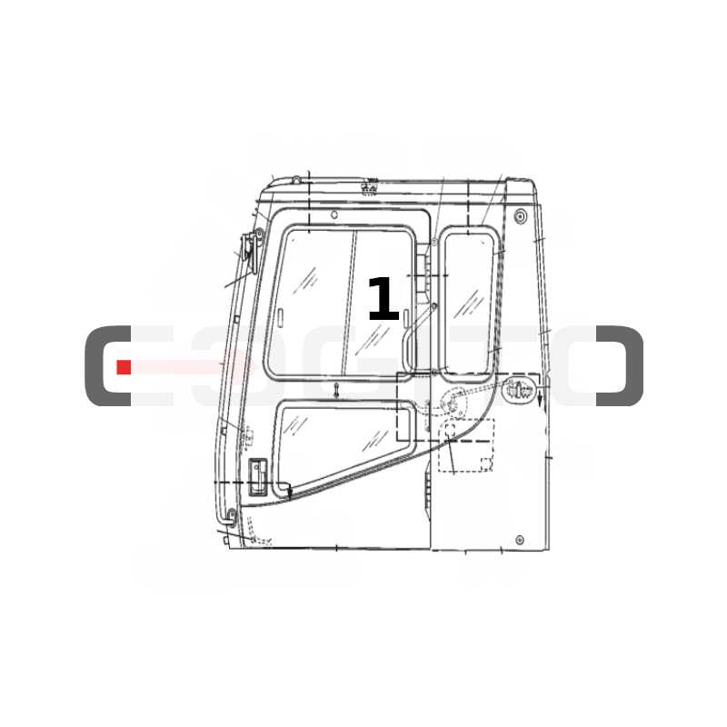 СТЕКЛО ДВЕРИ ВЕРХНЕЕ СПОЛЗАЯ ЭКСКАВАТОР CAT 320L ГУСЕНИЧНЫЙ