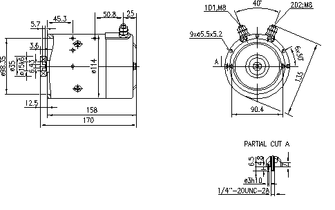 Оригинальный двигатель Spark 11.212.722 (24V 2.2 kW, левый об / мин) для грузового лифта