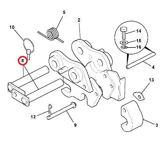 Штифт ложки JCB 8014 8015 8016 8018 25X190