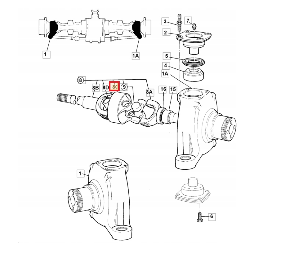 КОРЗИНА ПОЛУОСЕЙ 35/93 JCB 3CX 4CX FASTRAC