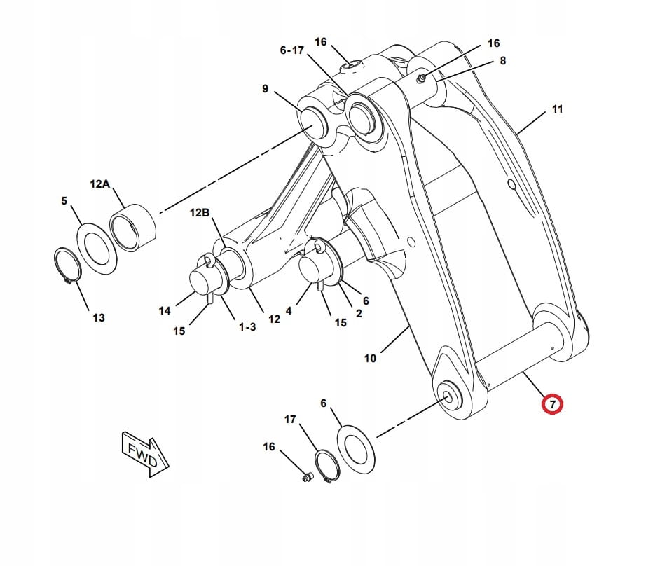 Штифт подвески ковша 50X285 320-9164 CAT 428E II 432F (закаленный 60 HRC)