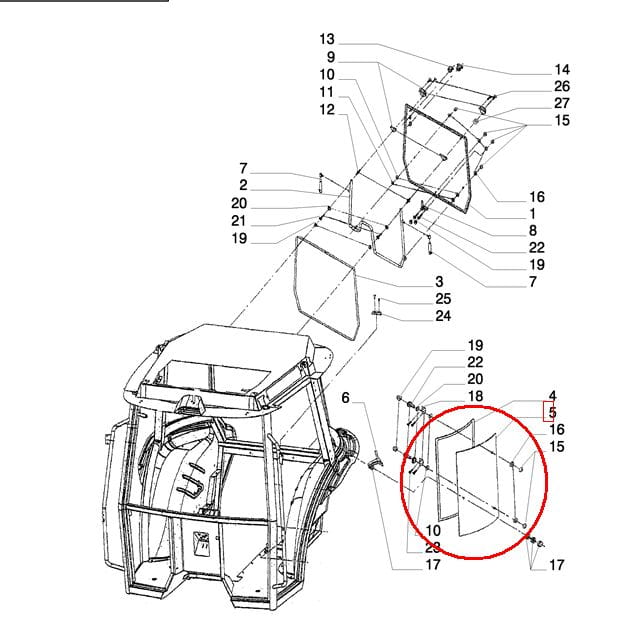 СТЕКЛО ЛЕВОЕ БОКОВОЕ NEW HOLLAND CASE 5089600