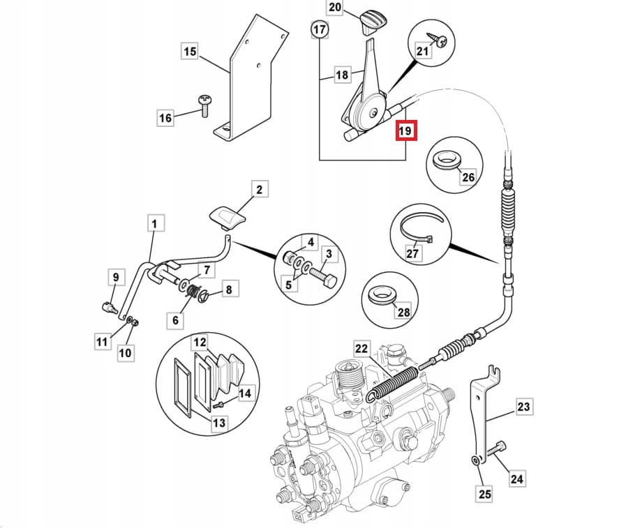 LINKA GAZU JCB 3CX 4CX OEM