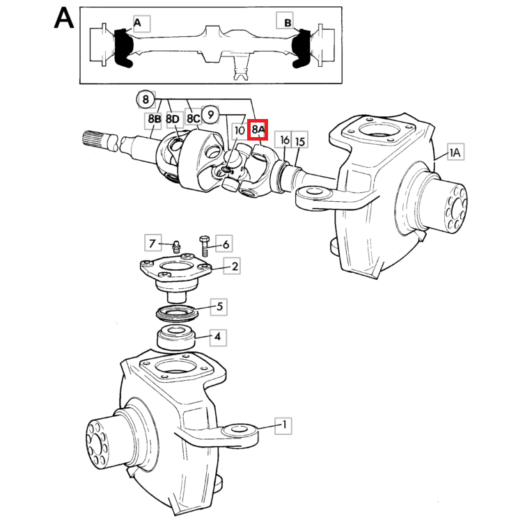 Полуось короткий JCB 3CX 4CX 333 / F6602 L-240 mm