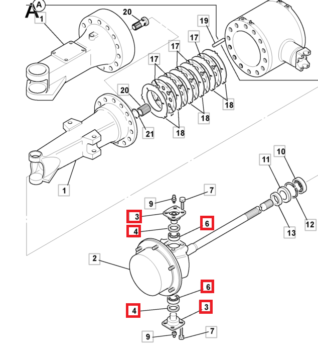Ремкомплект кроссовера JCB (на 1 колесо) с подшипниками TIMKEN