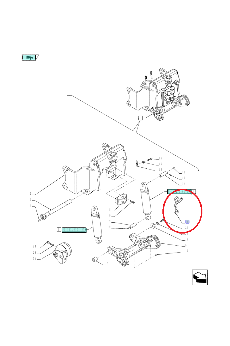 Полный комплект потенциометра переднего подъемника New Holland CNH 87644555