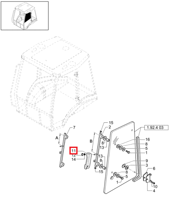 Оригинальная боковая дверная ручка для Case 580SR, New Holland B110B